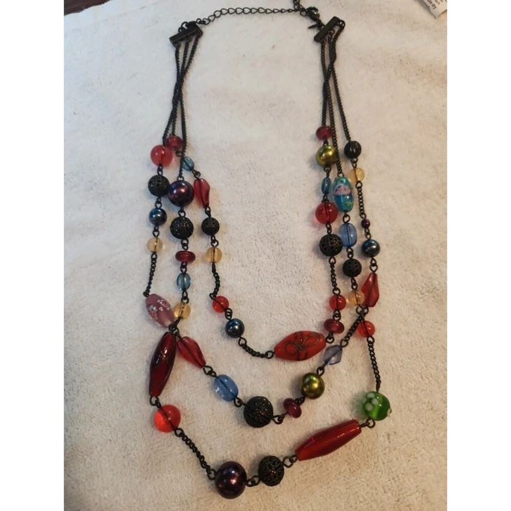 Three Strand Glass Bead Necklace